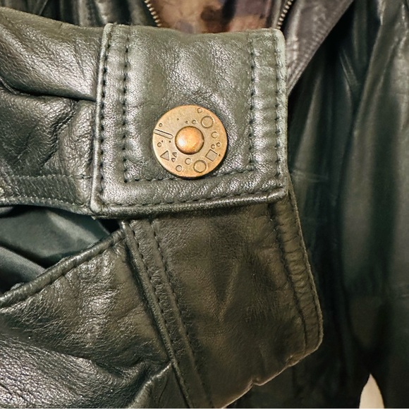 Vintage Cricketeer Forest Green Leather Bomber Jacket - XL - Picture 7 of 15